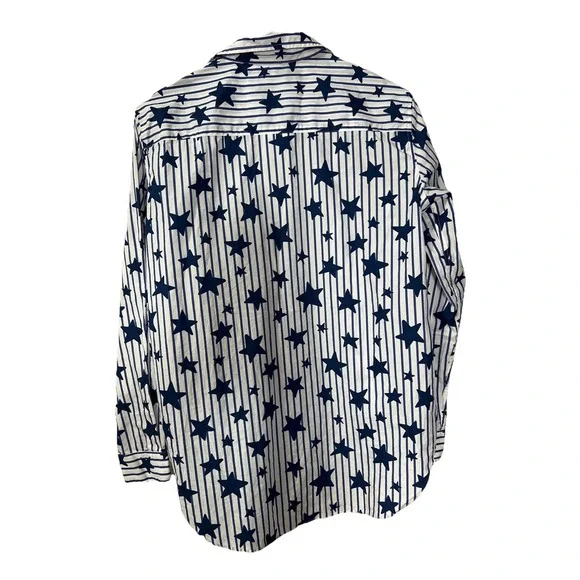 Frank & Eileen Women's Shirt Size Small Stars & Stripes Blue Long Sleeve - Picture 3 of 7